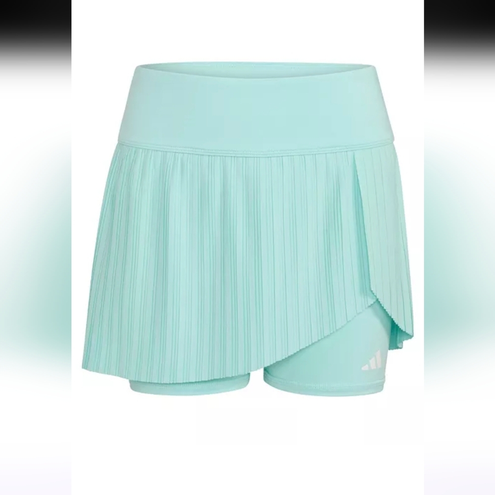 adidas Big girls Mint Green Pleated Tennis Skort with Built-In Shorts